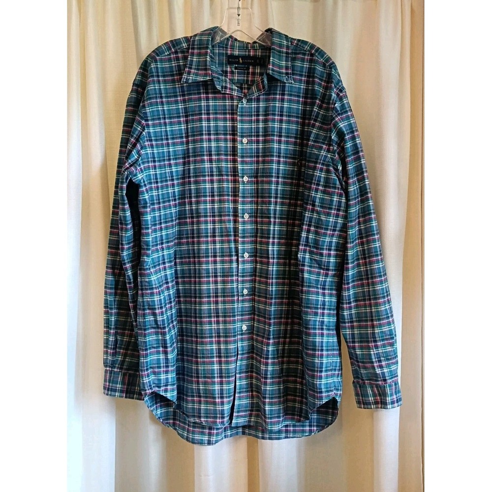 Ralph Lauren Men's Size XLT‎ Blue Label Classic Fit Plaid Button Up Shirt